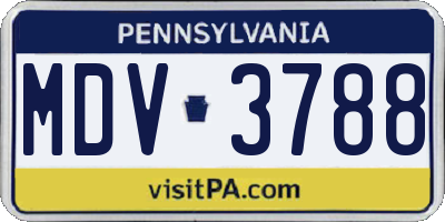 PA license plate MDV3788