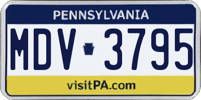 PA license plate MDV3795