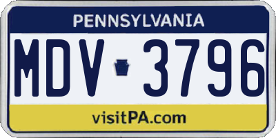 PA license plate MDV3796