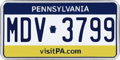 PA license plate MDV3799