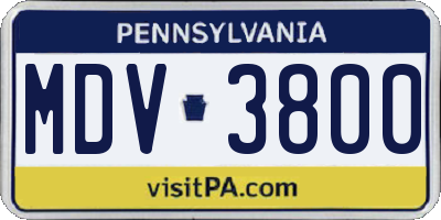 PA license plate MDV3800