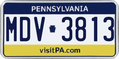 PA license plate MDV3813