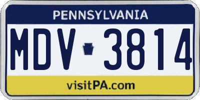 PA license plate MDV3814