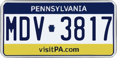 PA license plate MDV3817