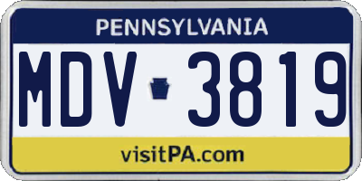 PA license plate MDV3819