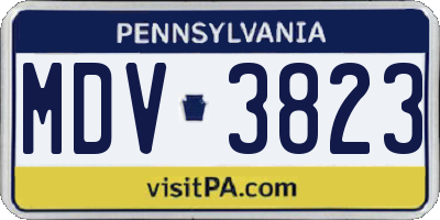 PA license plate MDV3823