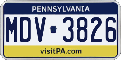 PA license plate MDV3826