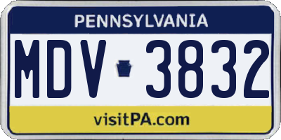 PA license plate MDV3832