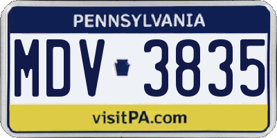 PA license plate MDV3835