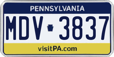 PA license plate MDV3837