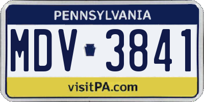 PA license plate MDV3841