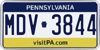 PA license plate MDV3844