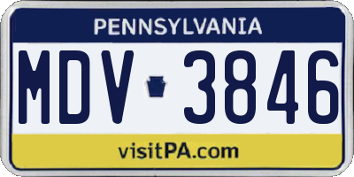 PA license plate MDV3846