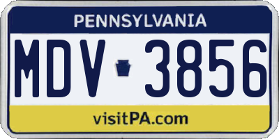 PA license plate MDV3856