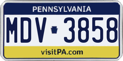 PA license plate MDV3858