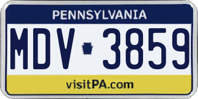PA license plate MDV3859