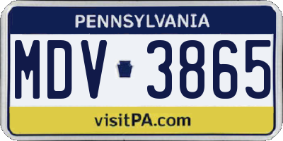 PA license plate MDV3865