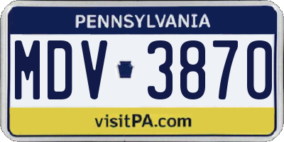 PA license plate MDV3870