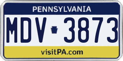 PA license plate MDV3873