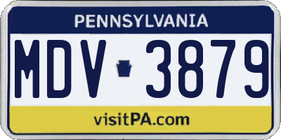 PA license plate MDV3879