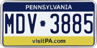 PA license plate MDV3885