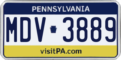 PA license plate MDV3889