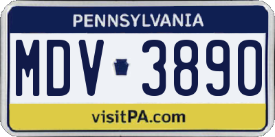 PA license plate MDV3890
