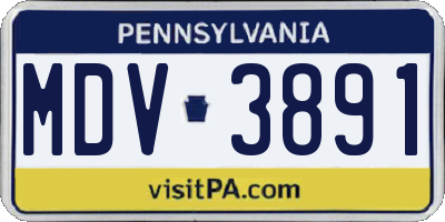 PA license plate MDV3891