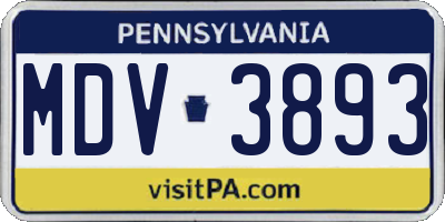 PA license plate MDV3893