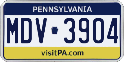 PA license plate MDV3904
