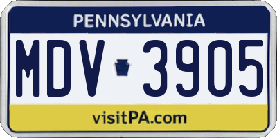 PA license plate MDV3905