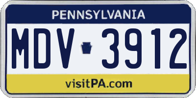 PA license plate MDV3912
