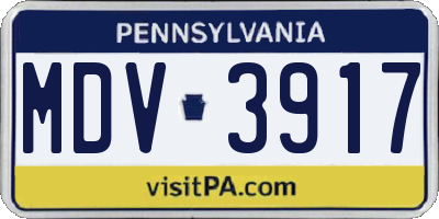PA license plate MDV3917