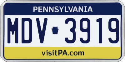 PA license plate MDV3919