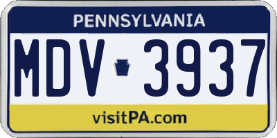 PA license plate MDV3937