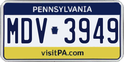 PA license plate MDV3949
