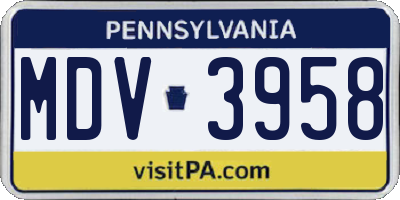 PA license plate MDV3958