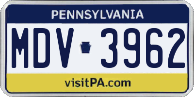 PA license plate MDV3962