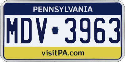 PA license plate MDV3963