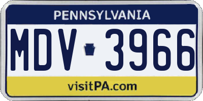 PA license plate MDV3966
