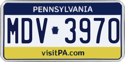 PA license plate MDV3970
