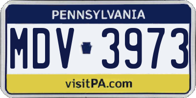 PA license plate MDV3973