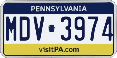PA license plate MDV3974
