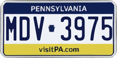 PA license plate MDV3975