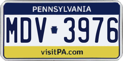 PA license plate MDV3976