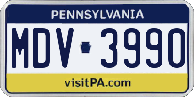 PA license plate MDV3990