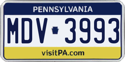 PA license plate MDV3993