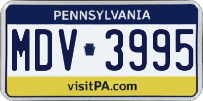 PA license plate MDV3995