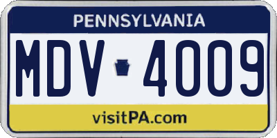 PA license plate MDV4009