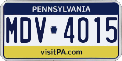 PA license plate MDV4015